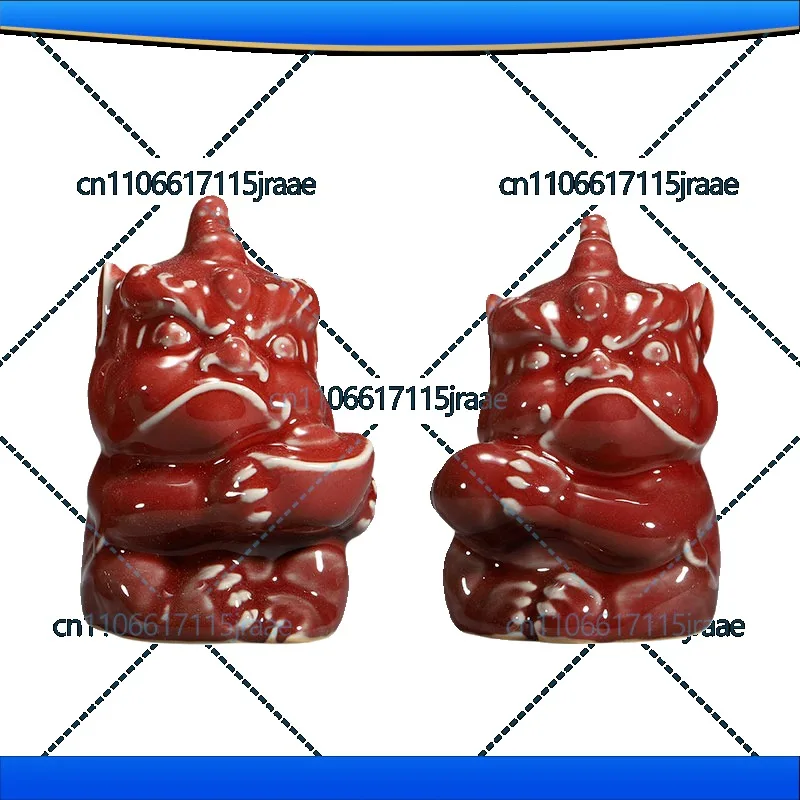 Jun rouge, le four à porcelaine de Jun devient un ornement en porcelaine de Jun fait à la main porte-bonheur