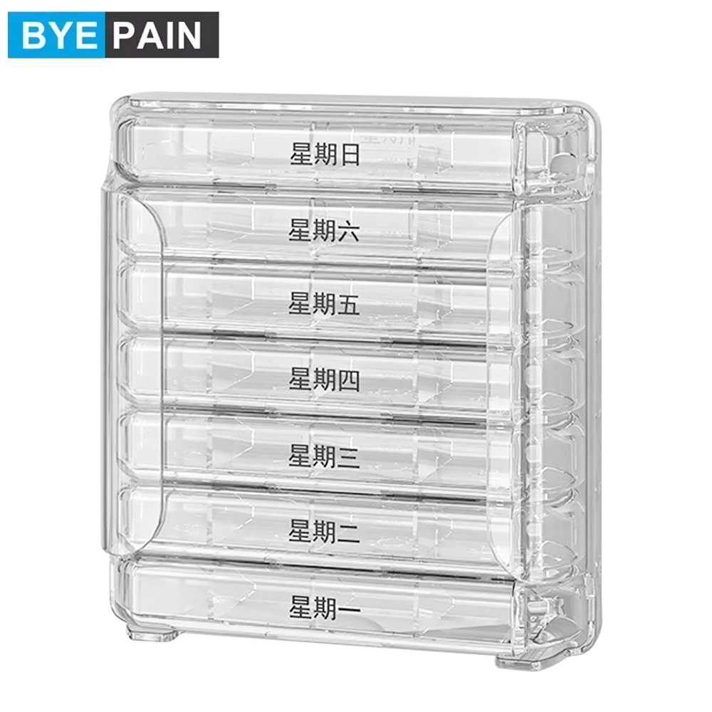 

1PCS Weekly Daily Pill Organizer - 4 Times a Day Weekly Pill Box with 7 Individual Stacking Cases, Pill Organizer for Vitamins