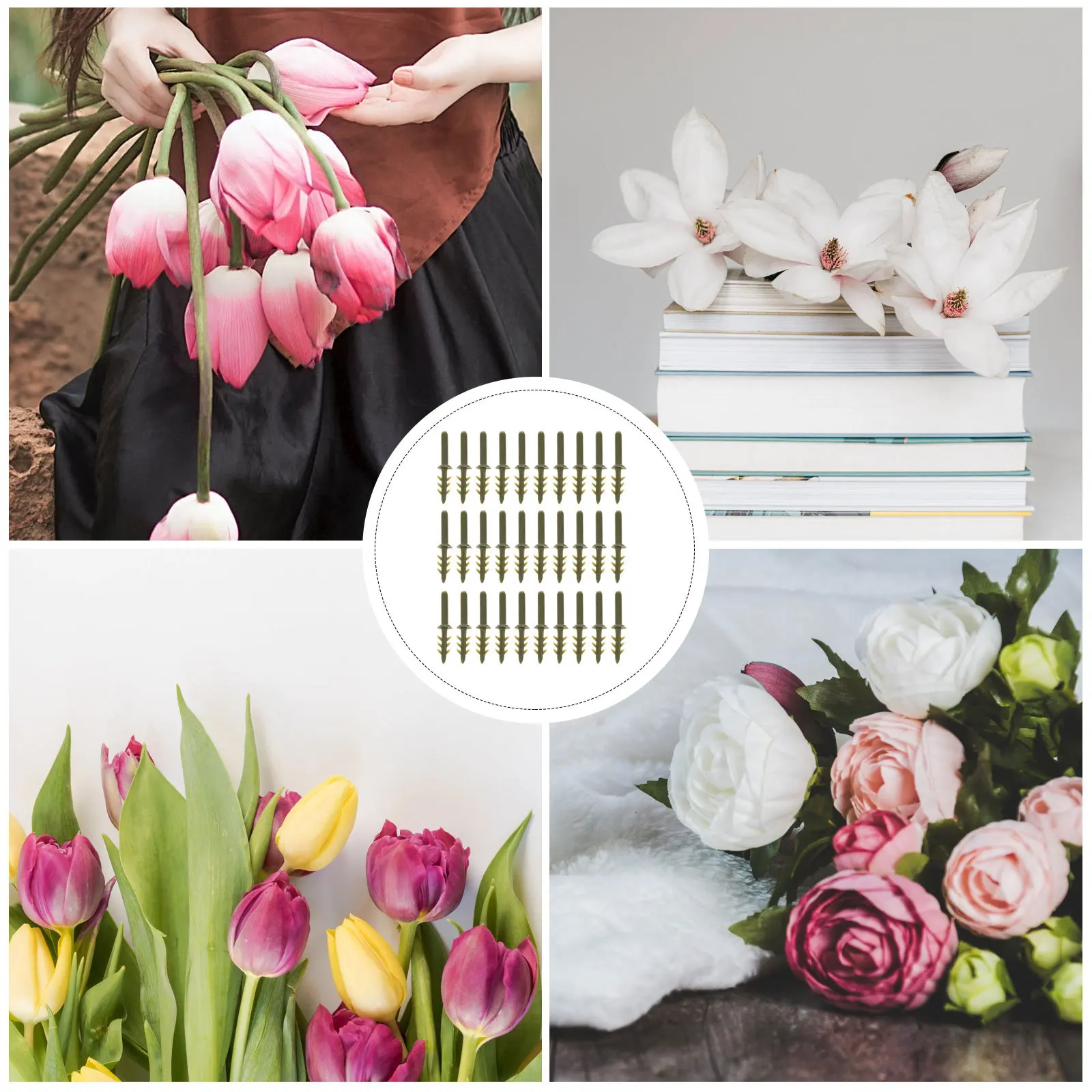 

1 комплект, искусственные искусственные цветы, зеленые принадлежности «сделай сам», для розы, мыла, стебли цветов, имитация материалов, искусственные тычинки