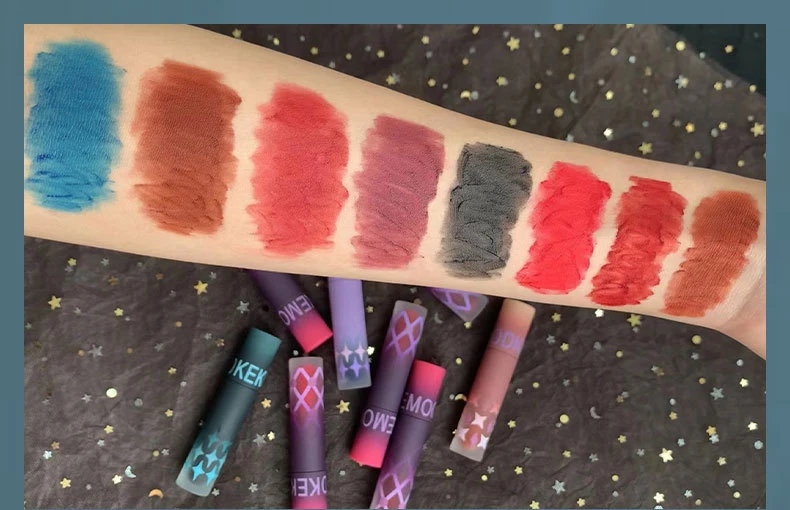 Matte Dark Red Lip Makeup Matte Black Brown Black Blue Gothic Velvet Lip Gloss Waterproof Moisturize Non-stick Cup Lipstick Tint
