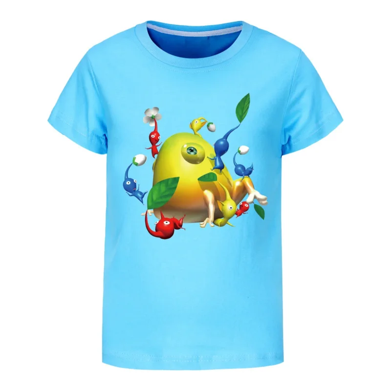 Hot Game Pikmining 4 Print Cartoon Kids T-Shirt vestiti per ragazze neonati T-Shirt nera a maniche corte per bambini top