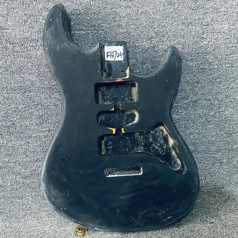 

FB724 Matte Black Color ST Guitar Body Custom Pickup+Bridges in Solid Wood with Damages Cracks for DIY Replace