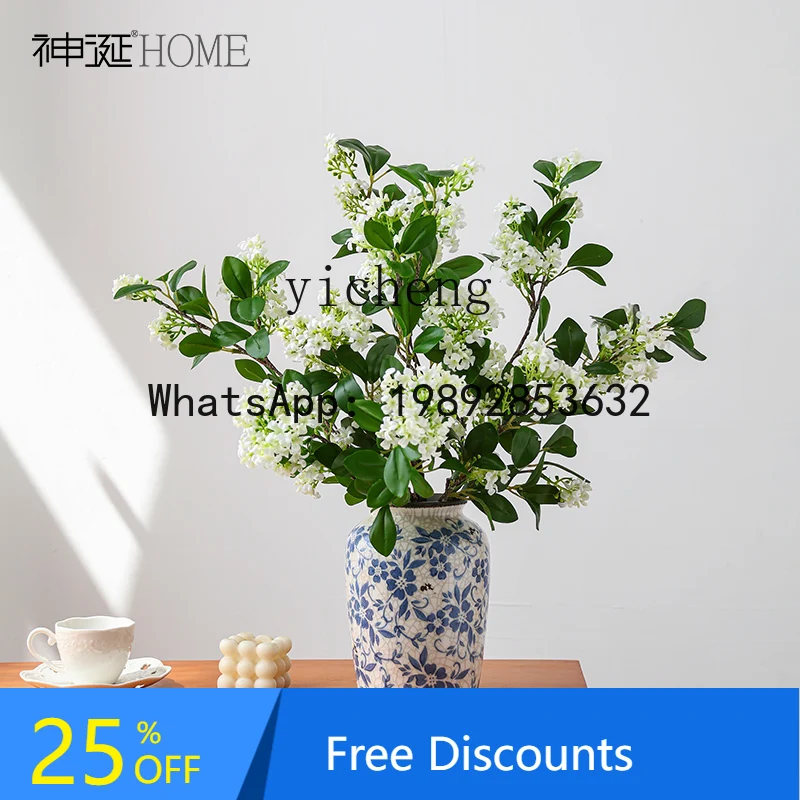 new Chinese blue and white porcelain vase ornament home bucket cabinet TV cabinet flower utensils dried flower vase