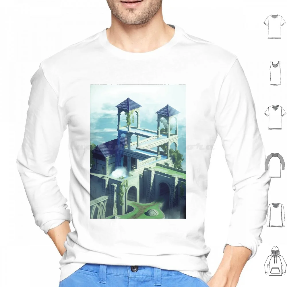 Mc Escher-Waterfall Mc Escher Infinity Waterfall Hoodies Long Sleeve Art Expressionism Artist Avant Garde Artwork