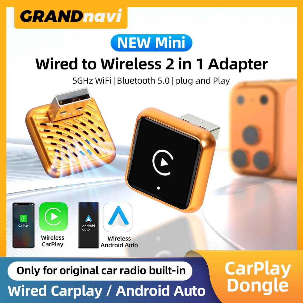 2in1 2026 Wireless CarPlay Android Auto Adapter Alloy shell USB Dongle Plug and Play Universal for Toyota Nissan Honda Ford Car