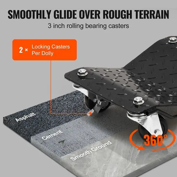 VEVOR ล้อดอลลี่, 3000 ปอนด์/1360 กก. รถดอลลี่, ล้อดอลลี่ยางรถเดิมพันชุด 2 ชิ้น, ยางรถหนักดอลลี่เคลื่อนย้ายรถ