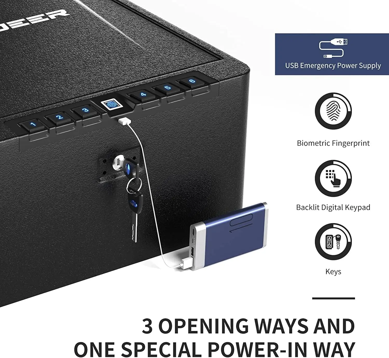 Gun Safe, Biometric Quick Access Gun Safe for Handgun, 4 Pistols High Capacity Handgun Safe with Digital Keypad, Biometric Finge