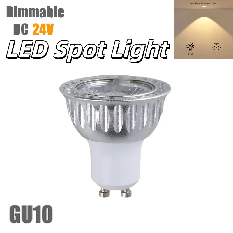 Dimmable DC24V Led Spotlight 5W Gu10 Lamp 36 degree Beam Angle Bulb Warm White Light LED Energy Saving Lamp Cob Spot Lights Home