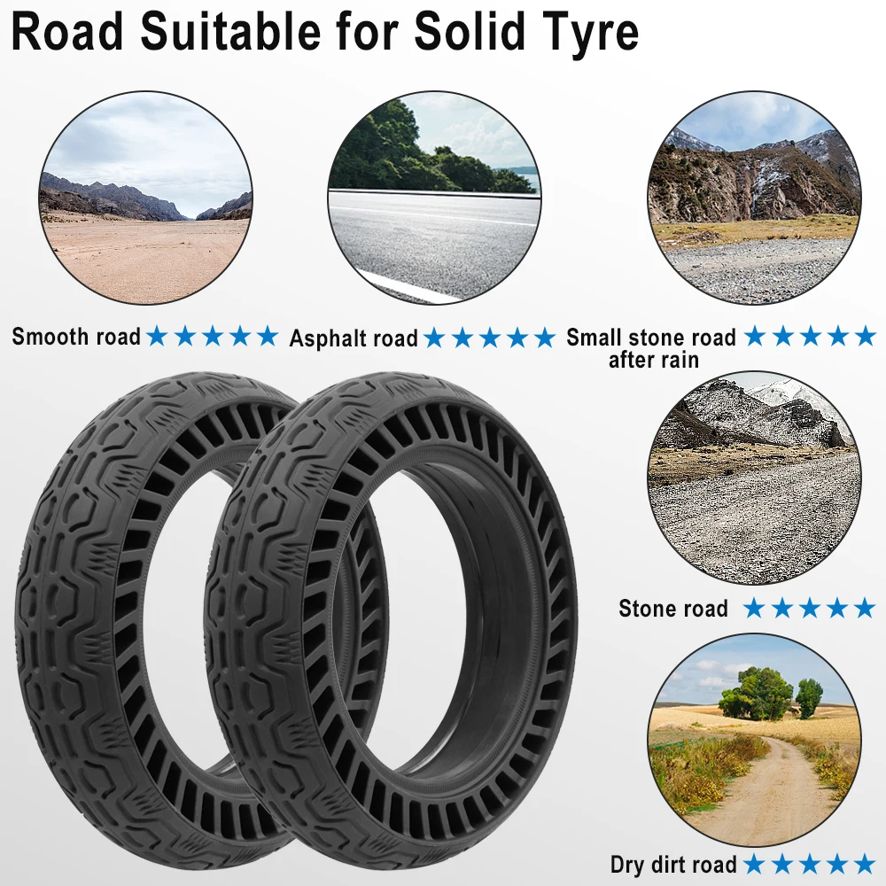 10 Inch Honeycomb Solid Tire 10x2.5 Rubber Hollow Tire For Ninebot MAX G30 Electric Scooter 60/70‑6.5 Explosion-proof Tyres