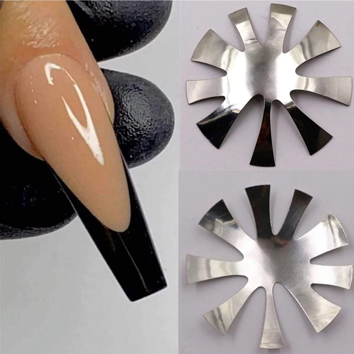 Deep French Tip Nail Cutter Easy French Nails Pro 9 Size Nail Edge Trimmer Almond Shape Easy French Smile Cut V Line (1PC-KH)