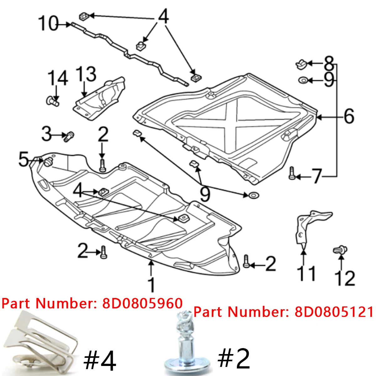 Under Engine Gearbox Cover Screw Fastener for VW Passat B5 for Audi A4 A6 Radiator Support Splash Shield Nut 8D0805960 8D0805121