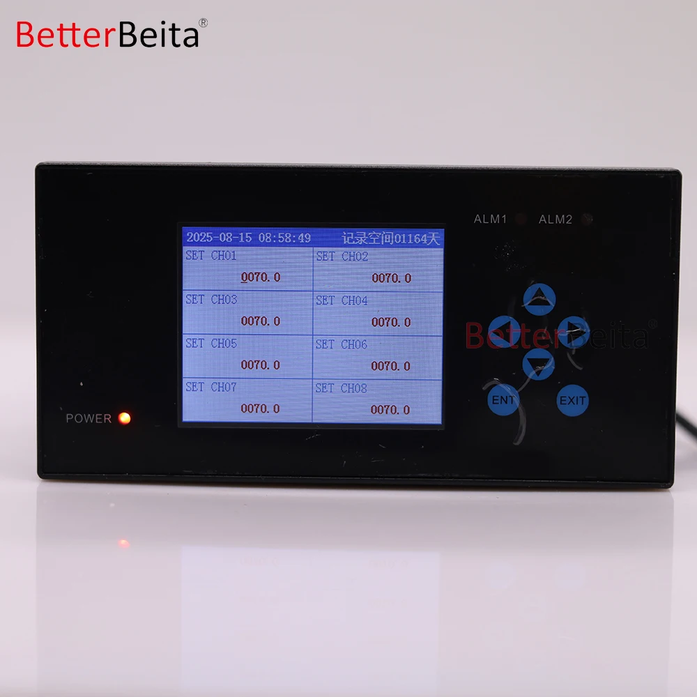 8 Channel LCD Color Display Temperature Controller with 8 Outputs And 2 Alarm Channels for Precision Temperature Management