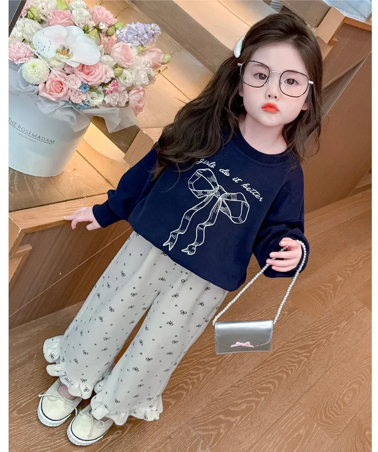 Girls Casual Sweatpants Spring Fall 2026 New Lace Trendy Straight Wide Leg Pants Fashion Versatile Stylish Trendy