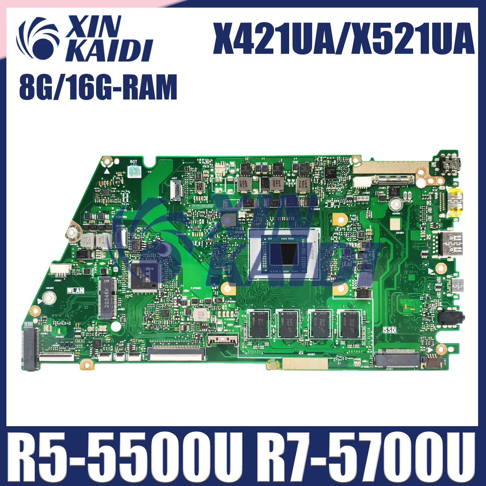 

X421UA Laptop Motherboard For Asus Vivo Book X421UA X521UA M433UA M533UA X421UAY Notebook Mainboard with CPU R5 R7 8G/16G-RAM