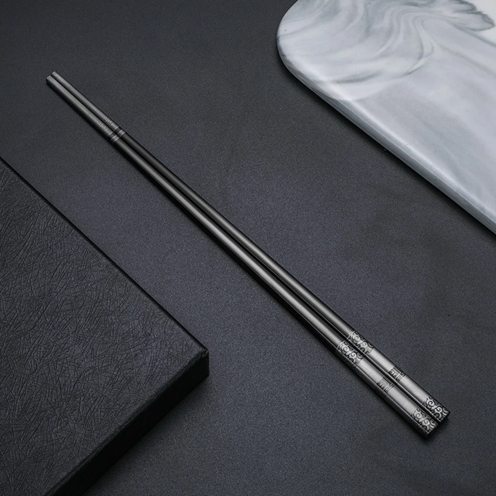Hollow 1Pair 304 Stainless Steel Laser Engraving Korean Chopsticks Flatware Kitchen Supplies Tableware
