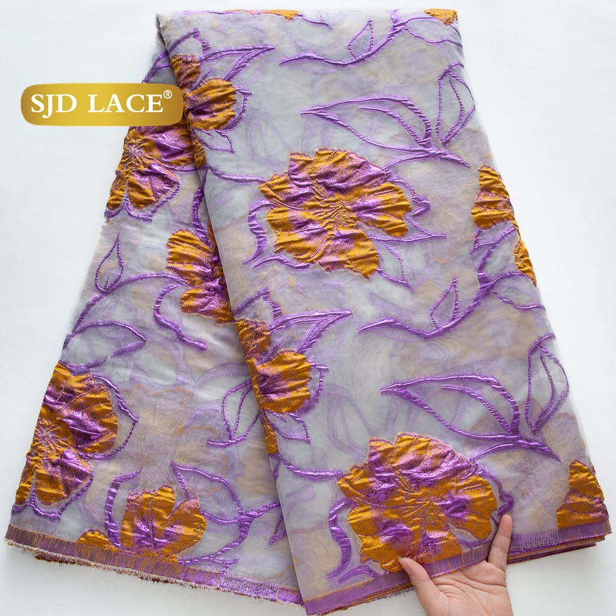 

SJD LACA французский тюль, нигерийская парча, кружевная ткань, дамасское кружево, 202, новейшее африканское позолоченное жаккардовое платье для женщин, праздничное платье 4471