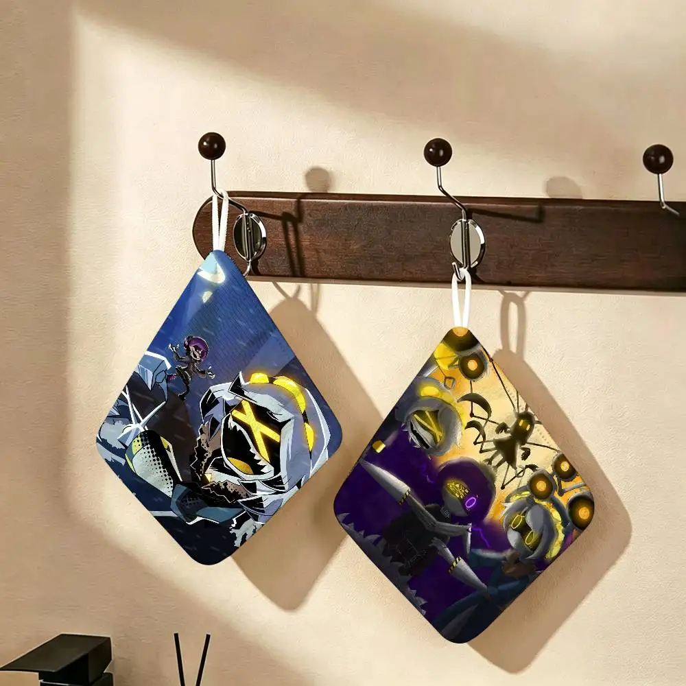 Cartoon Murder Drones Polyester Cotton Hanging Kitchen Towel, Skin Friendly Hand Wiping Towel for Hotel Cafe Household