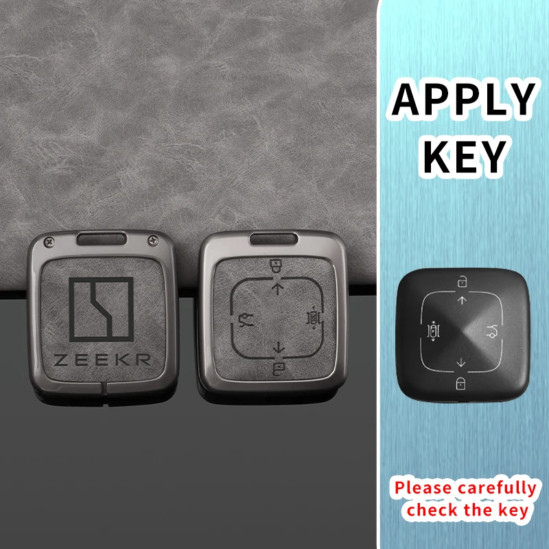 Leather Car Key Case Cover for Zeekr 001 for ZEEKR X 2023 2024 Car Remote Key Fob Shell Holder Keychain Accessories