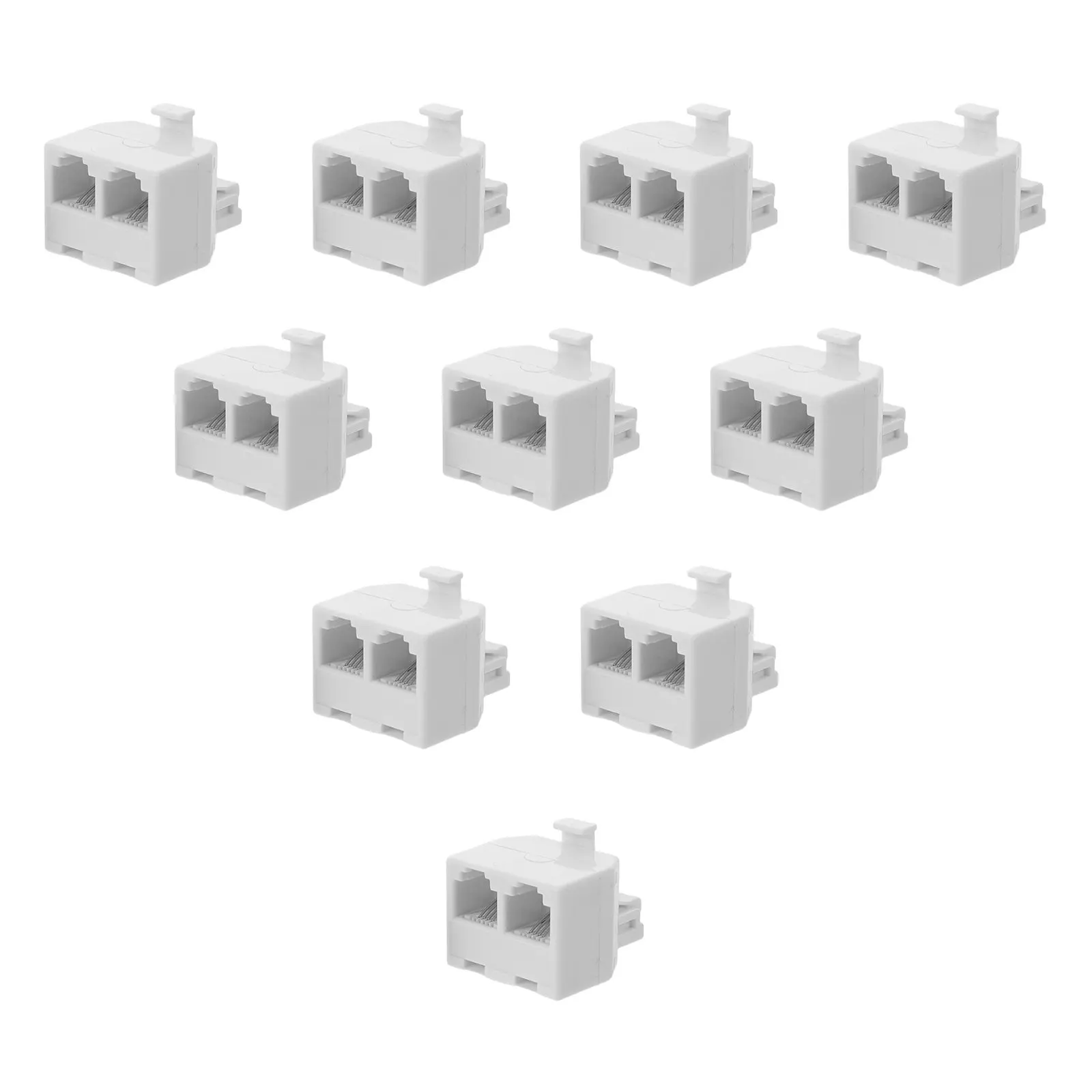 10Pcs Universal White Phone Splitter Adapter Rj11 1 to 2 Male to Dual Female 6p4c Telephone Line Divider for Landline Home