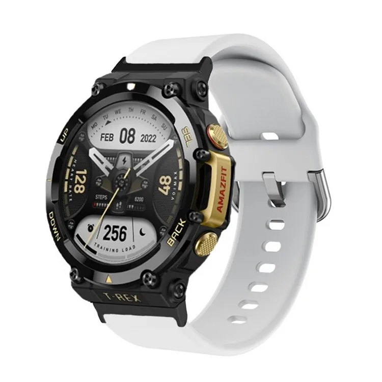 

Flexible Silicone Watchband for Huami Amazfit T-Rex 2 Smart Watch Replacement Strap - White