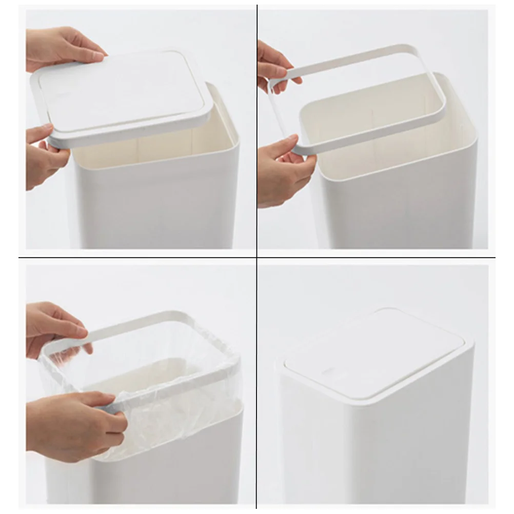 

1Pcs Push-Type Trash Can Large Capacity Household Waste Bin for Kitchen Bathroom with Lid Hidden Sleeve Design Smooth Barrel