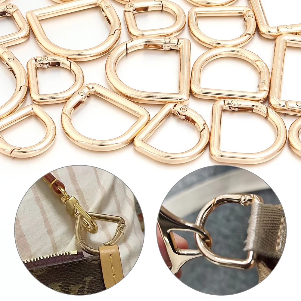 5pcs/lot Zinc Alloy D-shape Open Spring Clasps Buckle Bag Strap Connectors For Jewelry Making DIY Luggage Hardware Accessories
