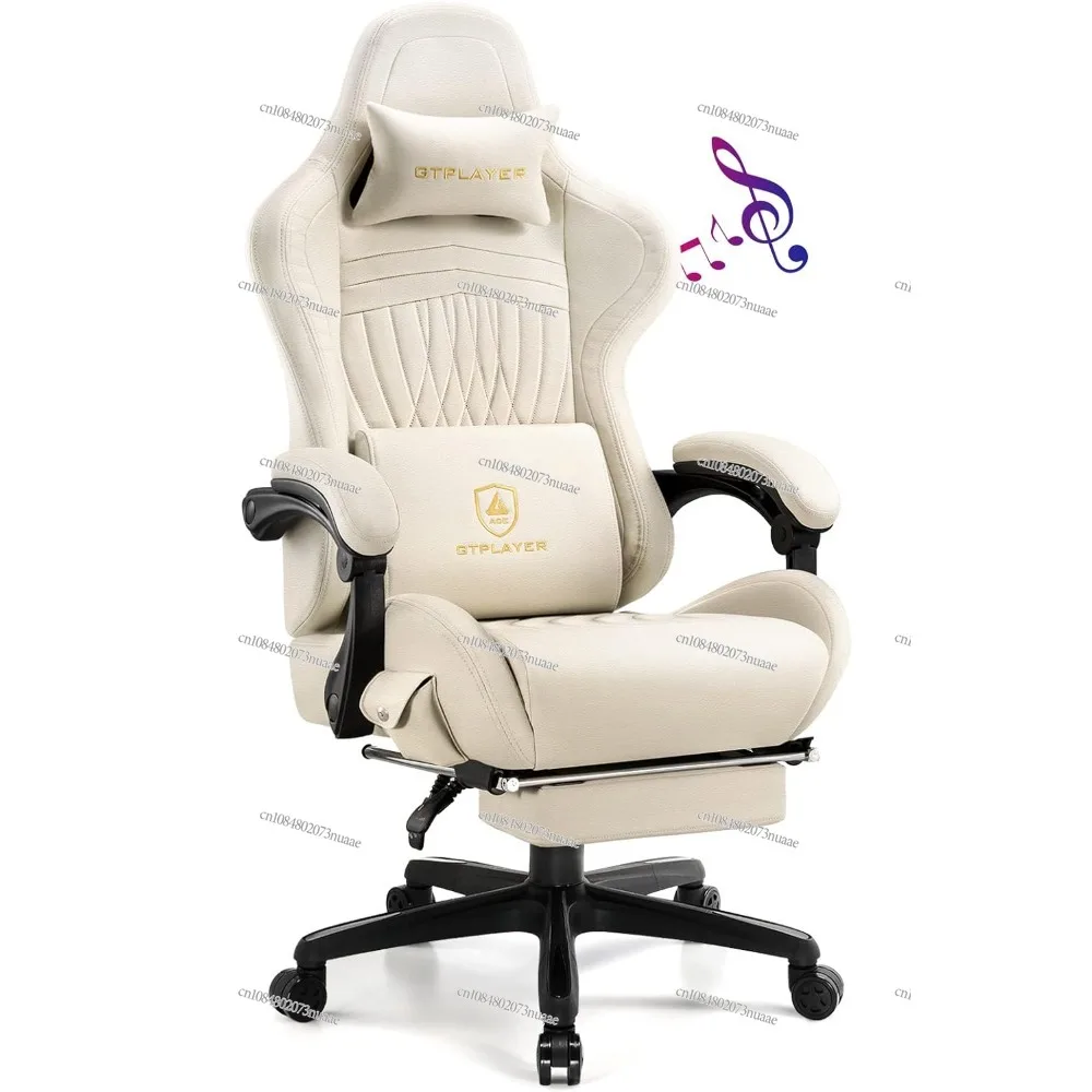 

Ergonomic gaming chair, computer armchair with footrest and Bluetooth speakers, high back, reclining.