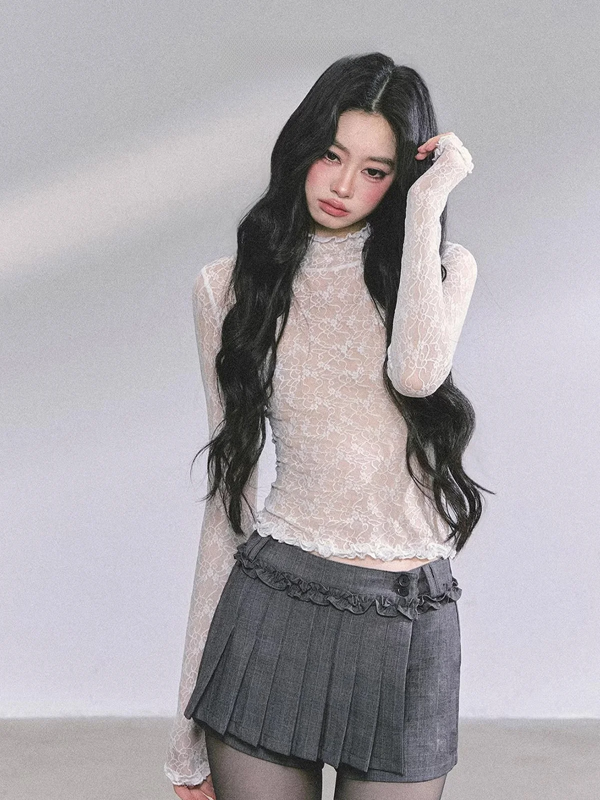 

Женская осенняя базовая футболка Aomalm с высоким воротником, длинным рукавом, дышащая, облегающая, из полиэстера, для балета