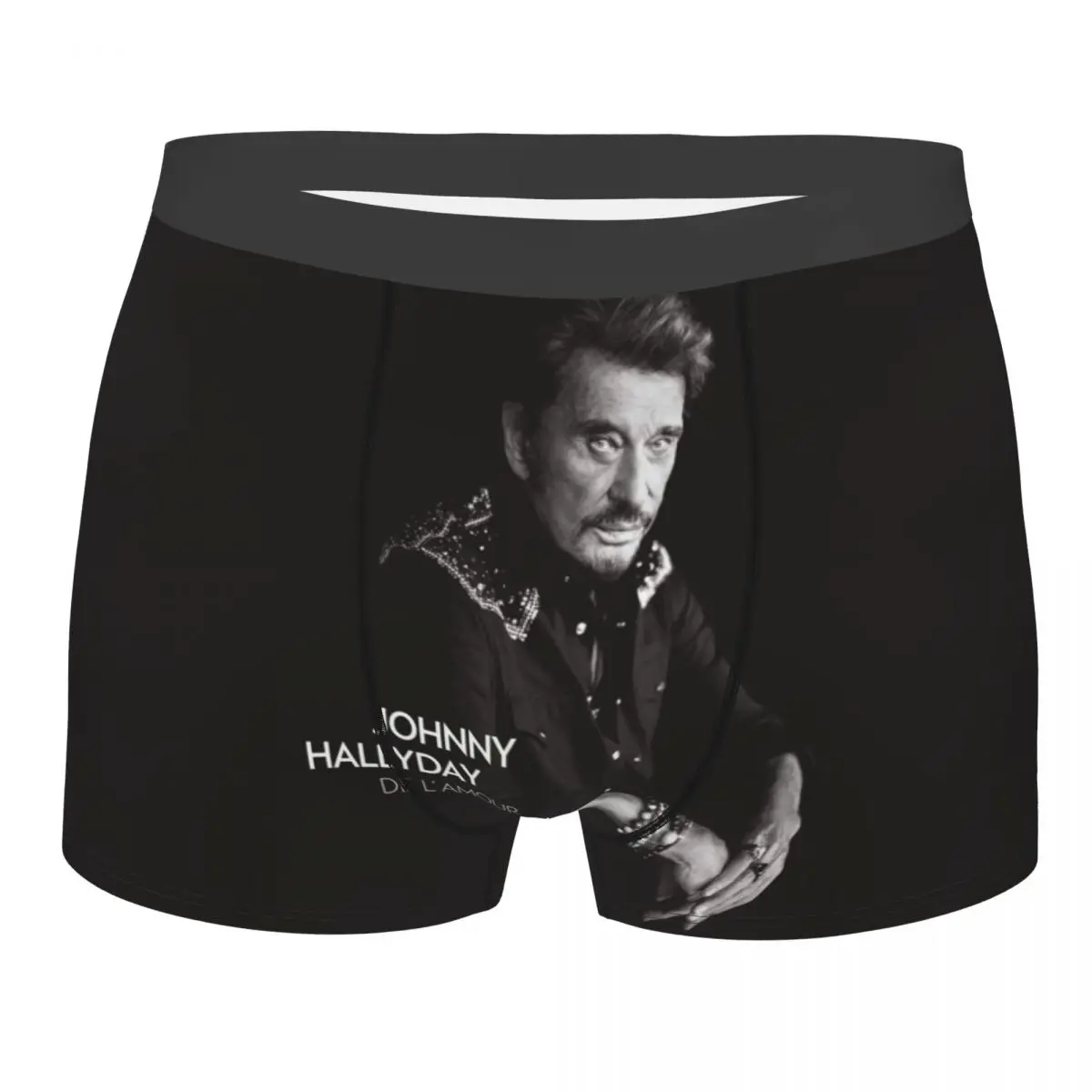 

Johnny Hallyday Boxer Shorts Men 3D Print Male Breathbale France Mucisian Underwear Panties Briefs