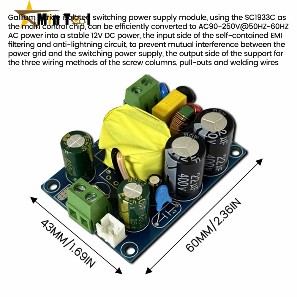 AC90-250V 40W Low Ripple Switch AC-DC Switch Overcurrent Short Circuit Protection Board Power Supply Accessories