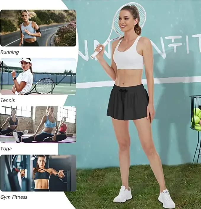 Butterfly Shorts 2 in 1 Flowy Fitness Yoga Shorts for Women Dropshipping Summer Running Sport Shorts Skirt 2-in-1 Tennis Pants