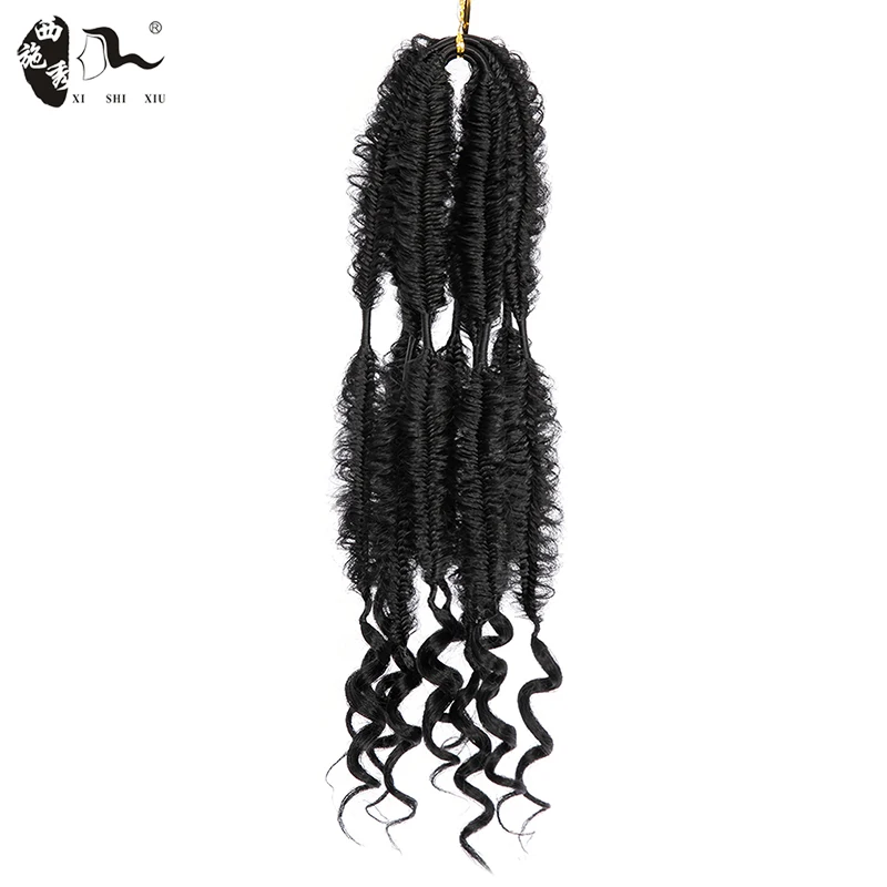 18inch Black Pink Blue Colorful Synthetic Braiding Hair Curly Ends Pre Looped Afro Kinky Twist Crochet Hair Extensions For Women