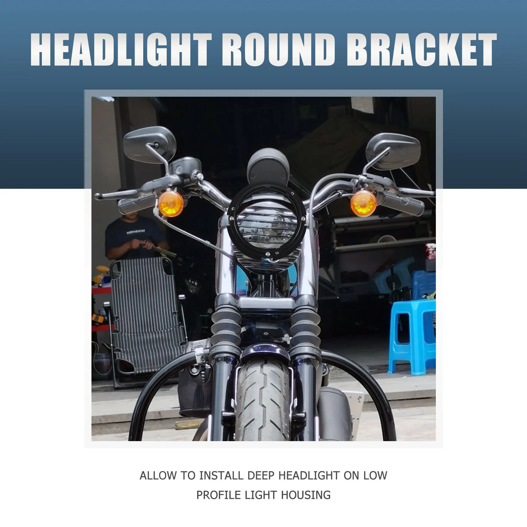 AU16-5.75 Inch Black Car Motorcycles Headlight Round Mounting Bracket Suitable For Touring Softail Jeep Headlight Adapter