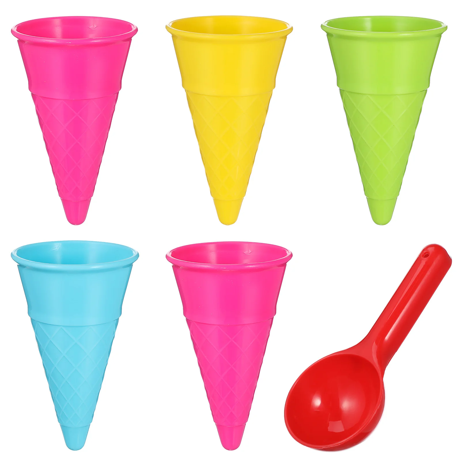 1 Zestaw 6 sztuk zabawek plażowych Sand Ice Cream Cones i Scoop Outdoor Toys dla dzieci (5 sztuk Cream Cones i 1 sztuka Scoop R