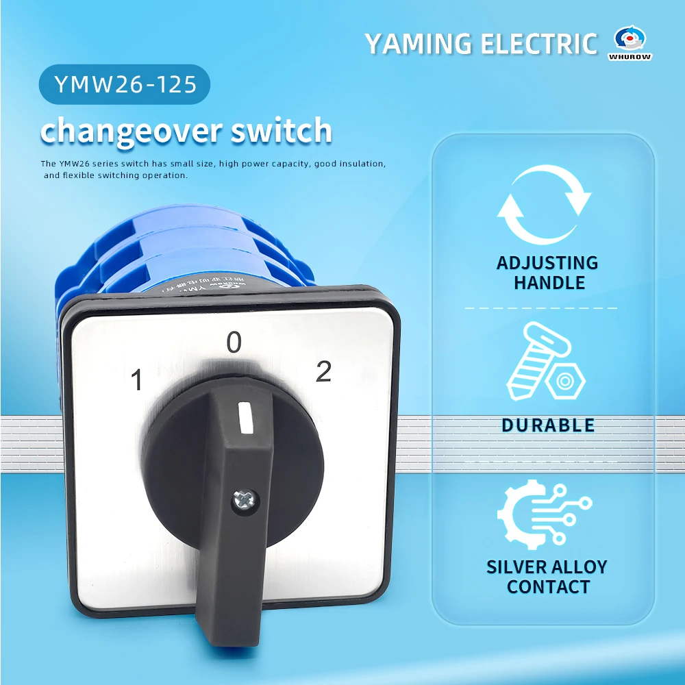 125A Three Poles LW26-125/3 Multi Position Panel Mounting Cam Changeover Rotary Switch Silver Contact LW28 YMW26
