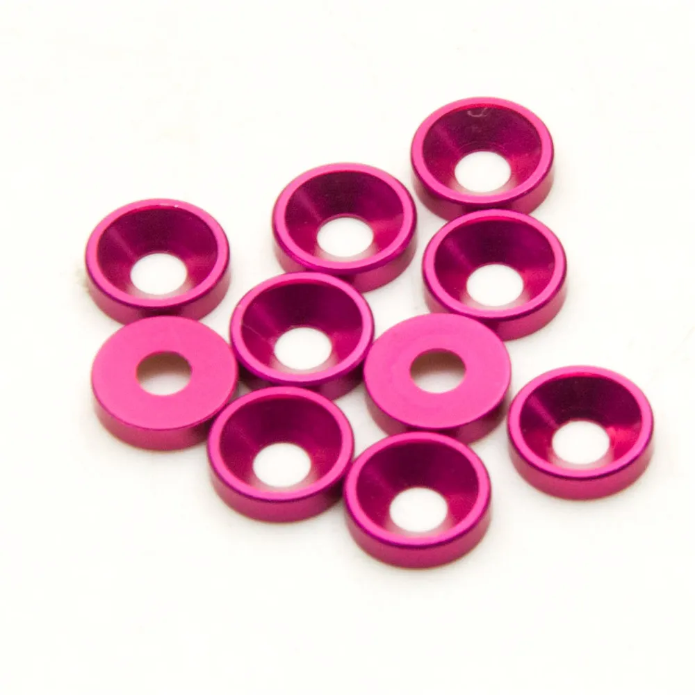 TRINOOD 10pcs M3 3mm Junta de arruelas de cabeça escareada anodizada colorida para carro 1/10 RC