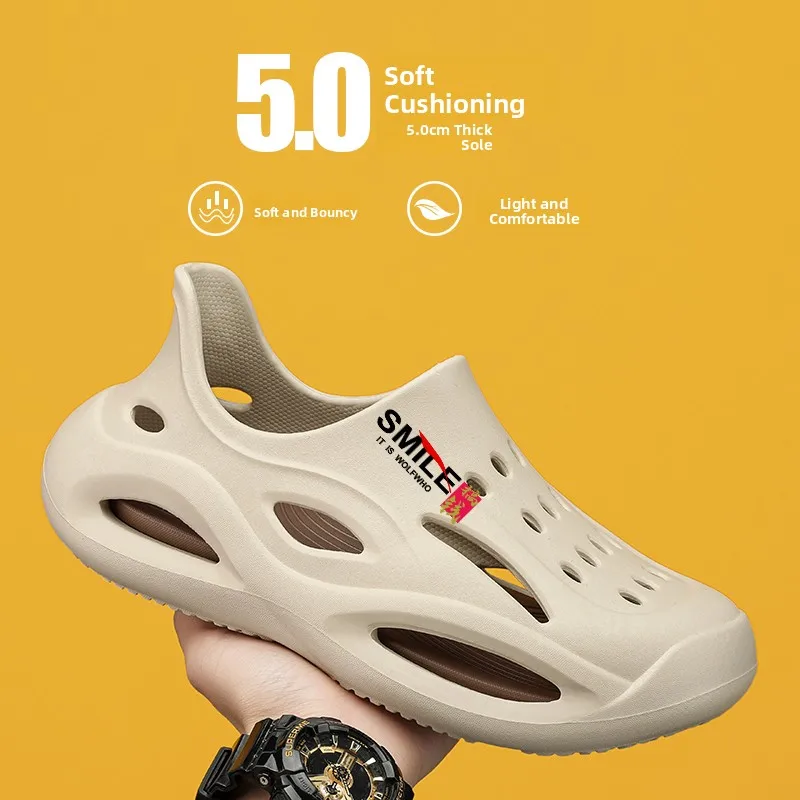Men's Summer Sandals 2026 New Style Outdoor Fishing Water Beach Full Cover Slip-On Breathable EVA Thick Bottom Driving Safe