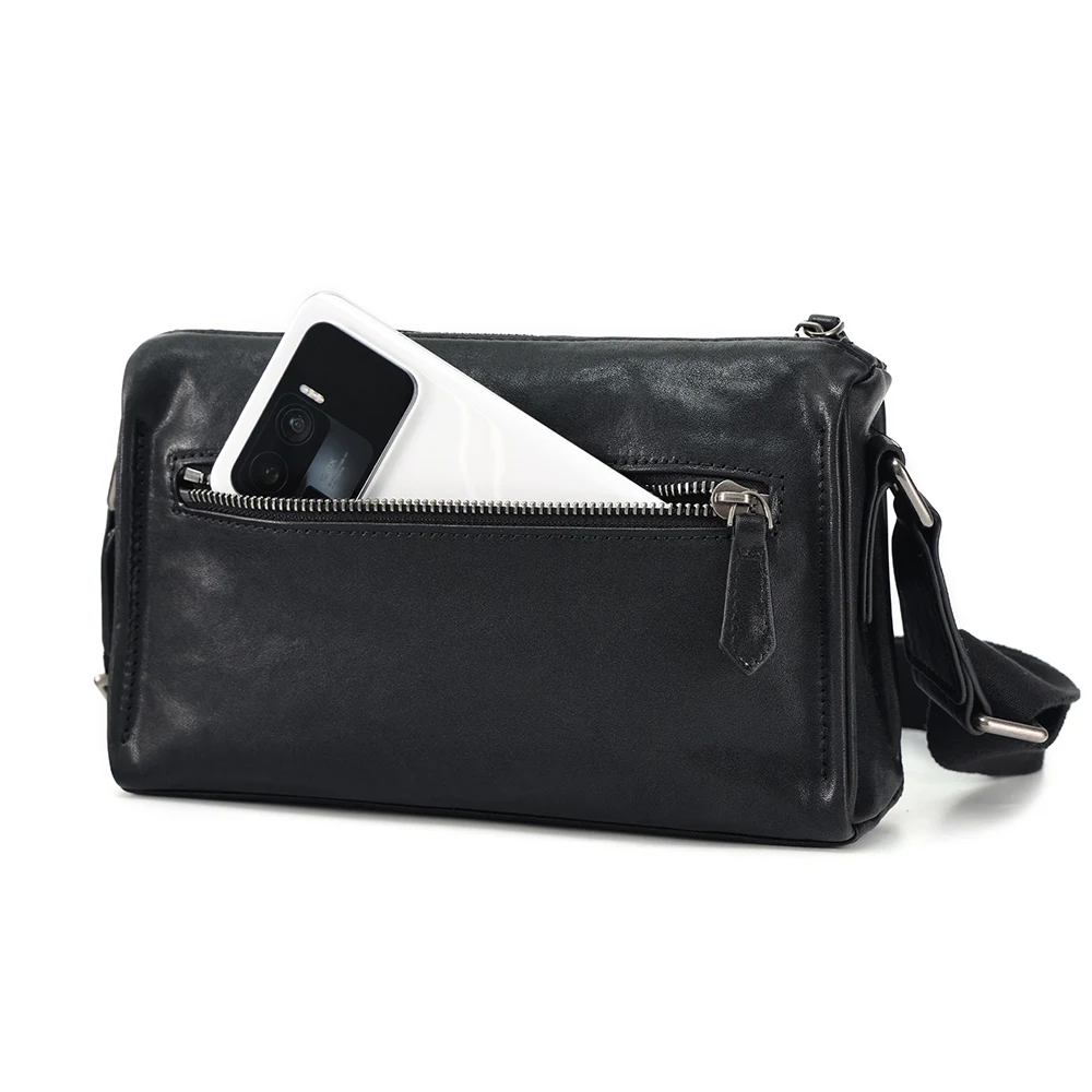 Versatile commuting men's crossbody bag portable and high-end single shoulder bag leather business trend crossbody men's bag