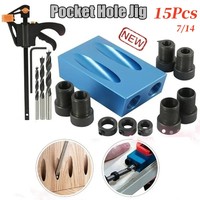 7/14/15Pcs Pocket Hole Jig Woodworking Hole Jig Set Angle 15 Degree Dowel Woodworking Guides Joint Angle Drilling  Locator Tool