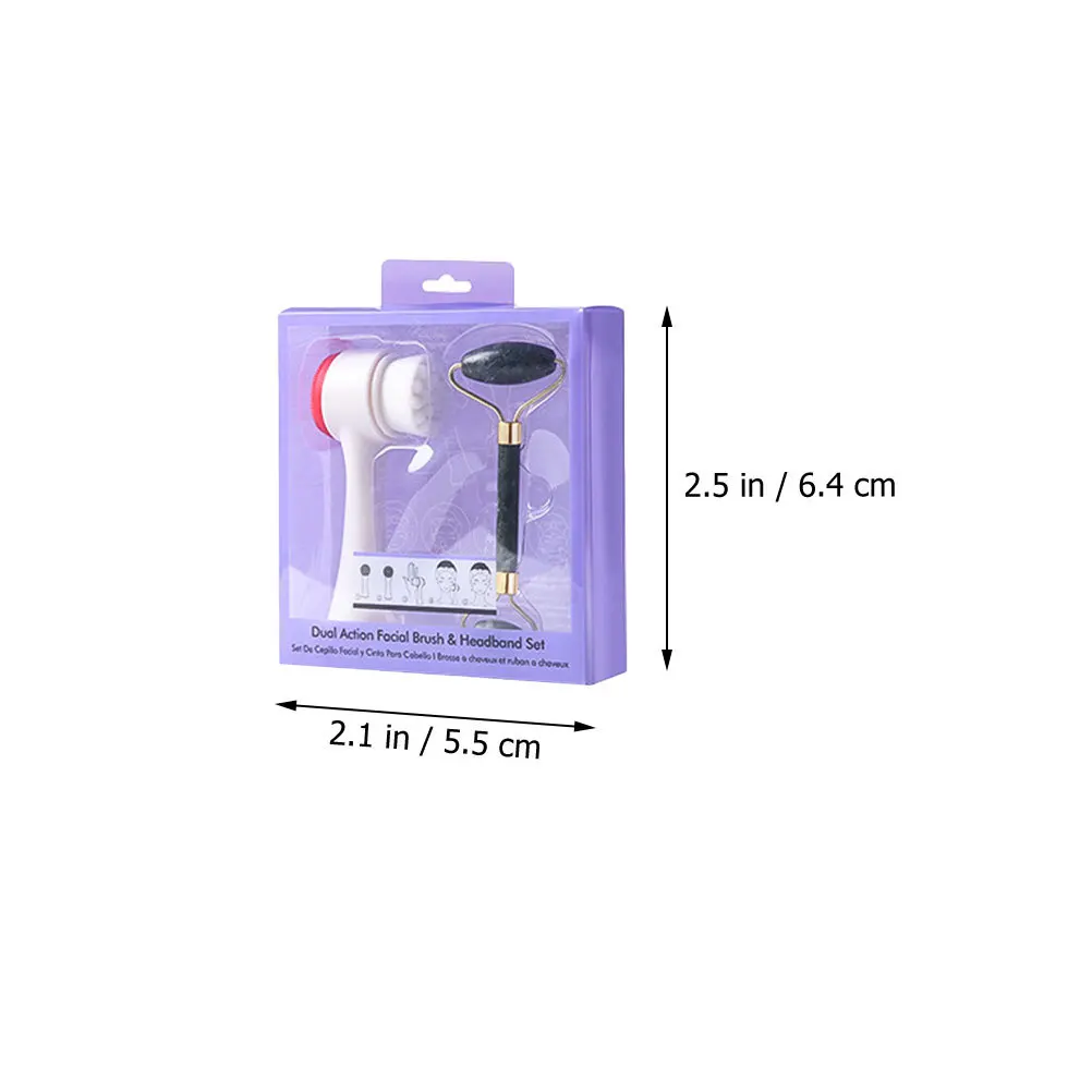 2 pz Rullo di Giada Manuale Set di Spazzole per la Pulizia del Viso Double-Sided Viso Occhio Collo Massaggiatore Strumento Fornitura per la Cura della Pelle Scrubber per il Viso