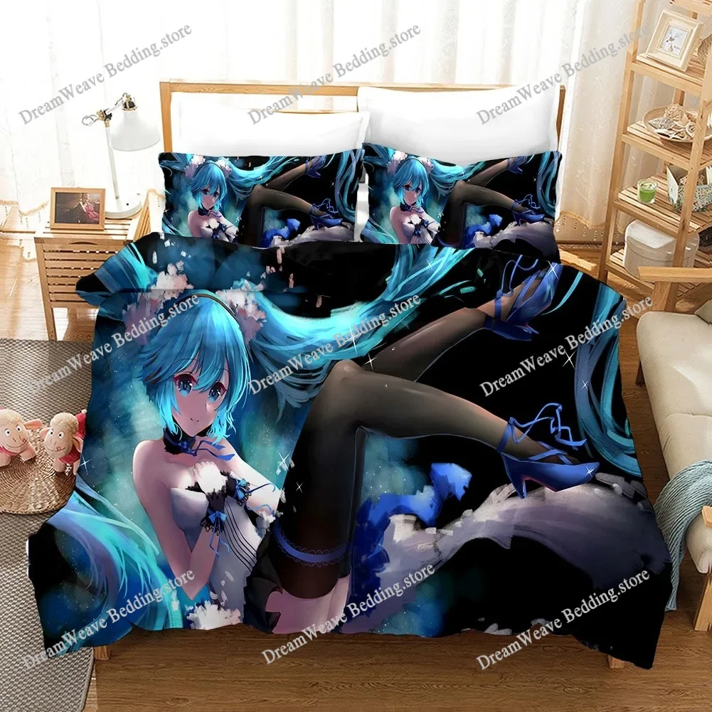 

3D Print Indecor Future Singer Miku Bedding Set Duvet Cover Bed Set Quilt Cover Pillowcase Comforter King Queen Size Boys Adult
