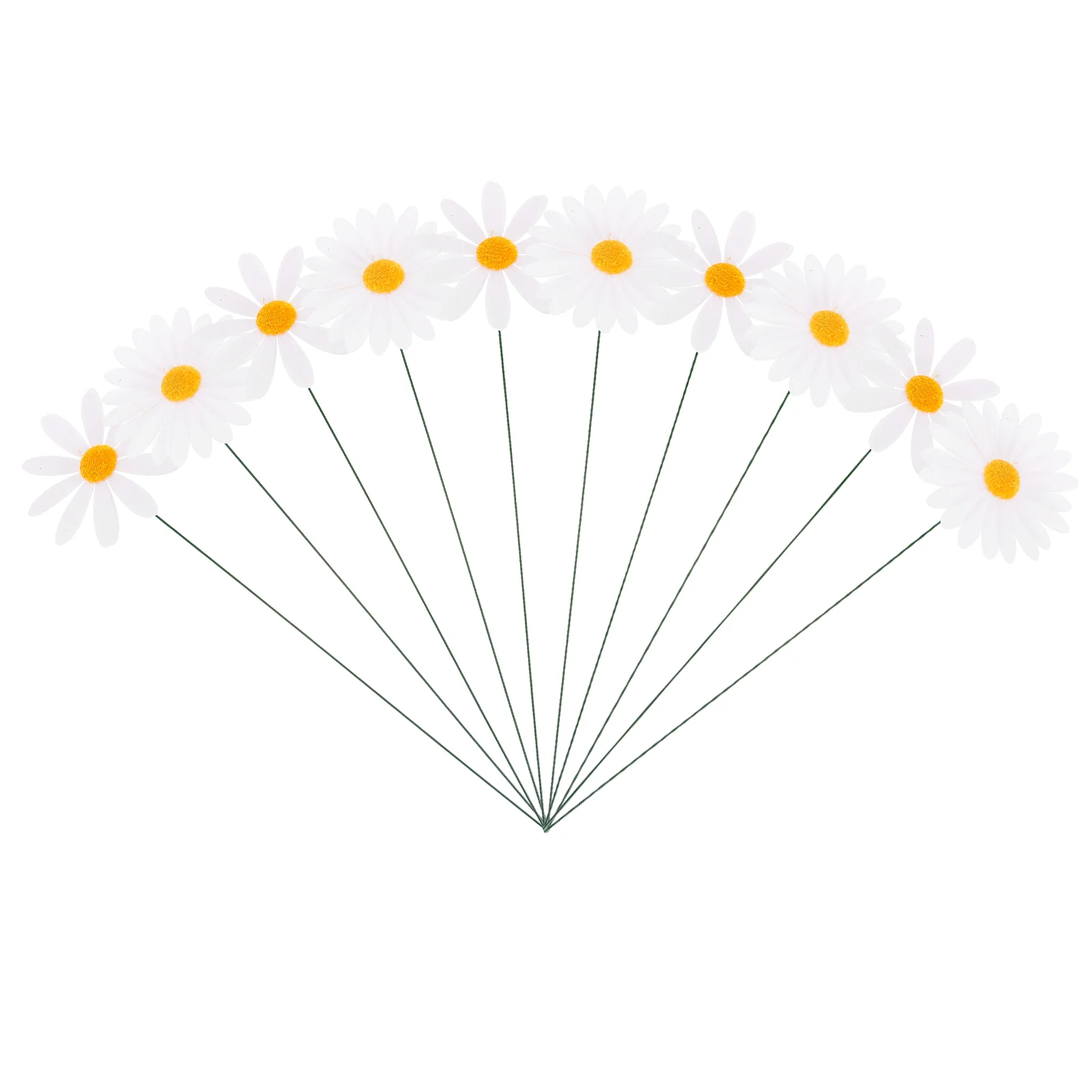 

10 Pcs Garden Courtyard Decorations Pvc Simulated Daisy Flower Stem 10pcs Stick Patio Stake Ornaments 3d Stakes Flowers