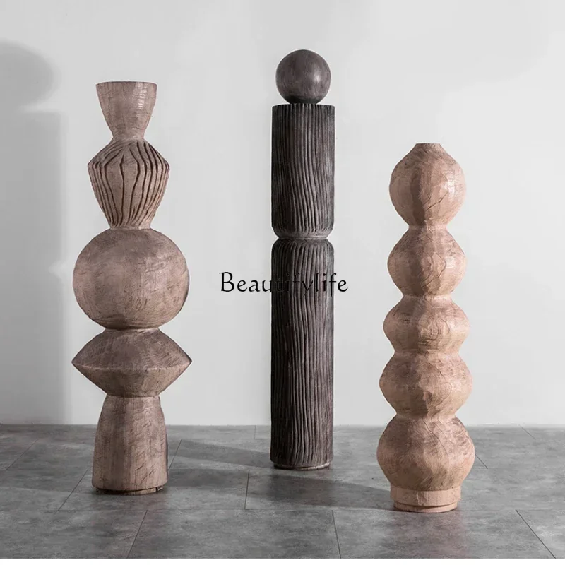

yj39 Hotel lobby floor ornaments, porch decorative sculpture artworks, window abstract wood carving soft decoration