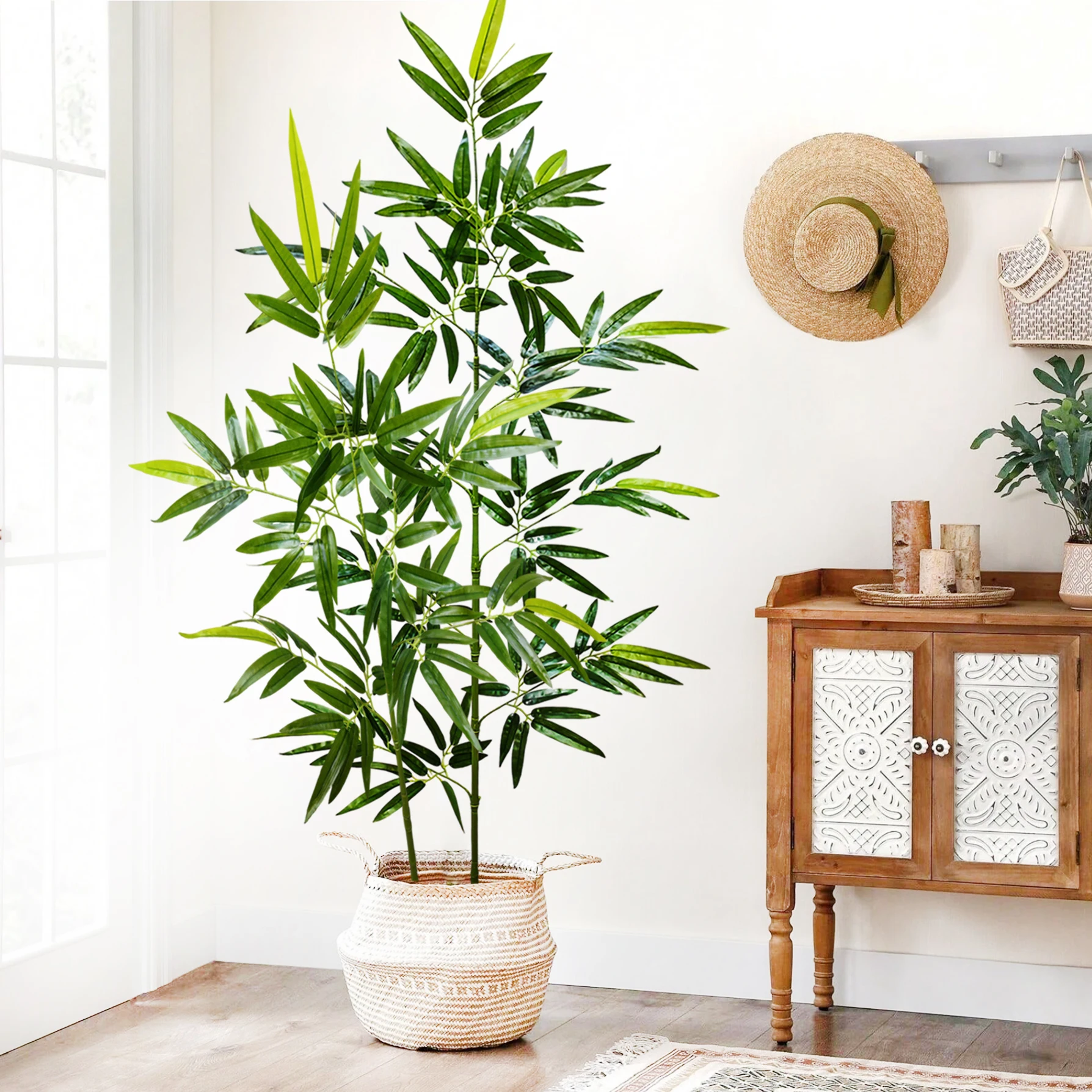 120-240cm/94,4in Künstliche Bambus- und Monstera-Pflanzen, Künstliche Palmen, Hohe Grünpflanzen, Geeignet für Zuhause, Garten und Zimmer – Detail 17