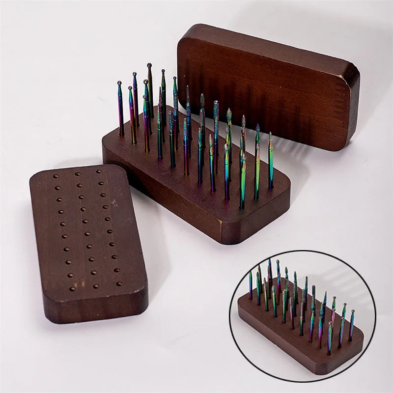 

Профессиональный ящик для хранения сверл для ногтей с 30 отверстиями, органайзер для маникюрной станции и маникюра большой емкости, подставка для сверлильной головки