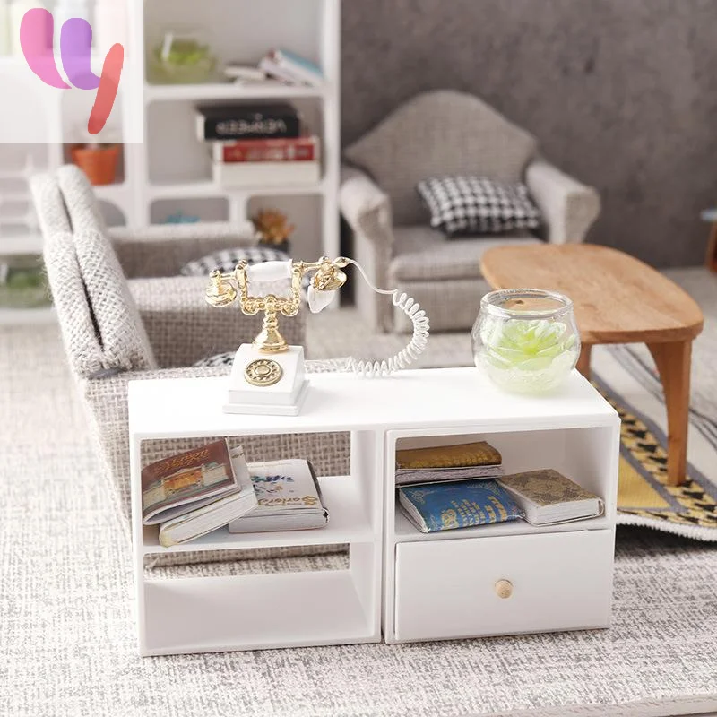 1Pcs 1/12 Dollhouse Storage Cabinet TV Combination Cabinet For Micro Landscape Decoration Miniature Food Toy Model DIY Accessory