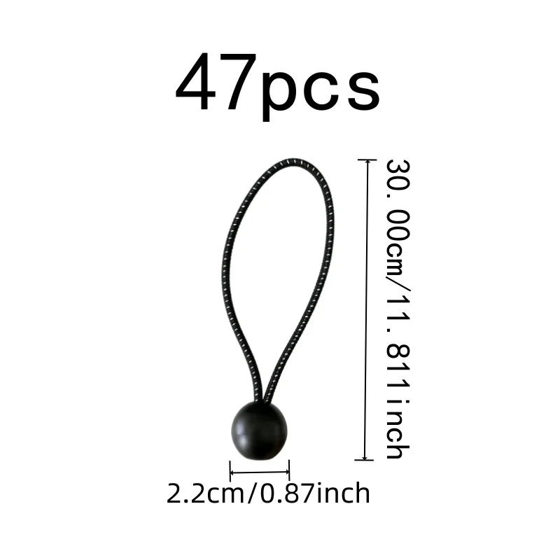 47 pcs 30cm Decorative Elastic Tie Downs, Tough Anti-Deformation and Strong Durable Stretch, ideal for Outdoor Tent Binding