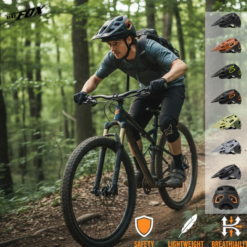 

Шлем для горного велосипеда BATFOX для взрослых, комфортный, подходит для езды на тропах и бездорожья, полушлем MTB, casco bici da corsa