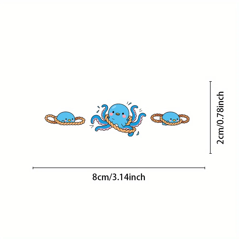 2 Pcs Set Cartoon Blue Octopus Rearview Mirror Sticker, Waterproof Creative Car Interior Decals