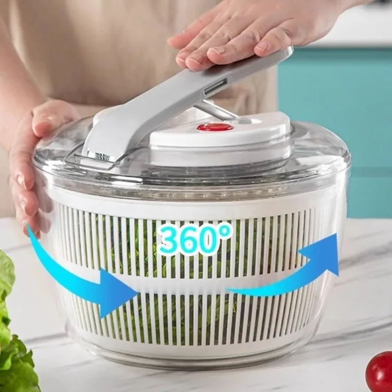 

3 L Capacity Vegetable Salad Spinner Quick Spin Household Lettuce Leaf Dehydrator Press-type Salad Dryer Mixer Salad Making
